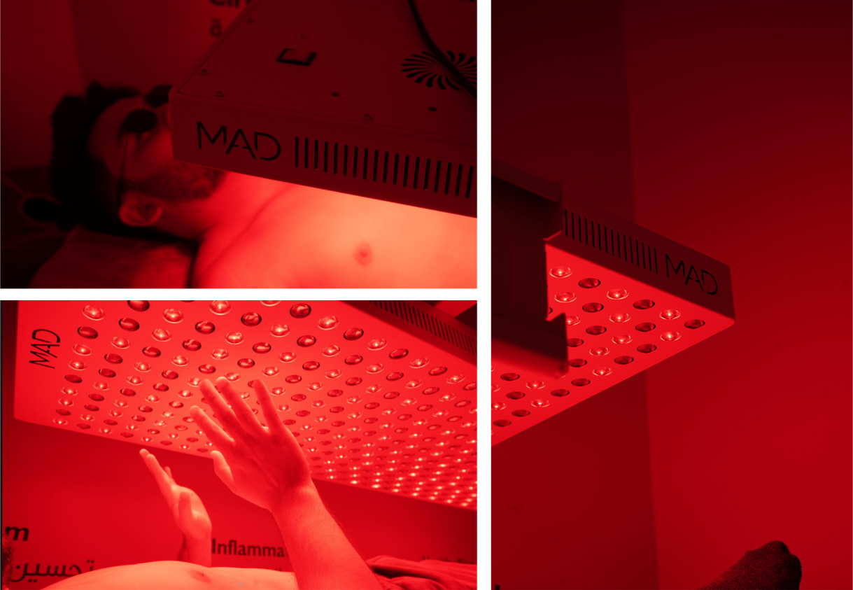 Customized Logo for Kuwait Medical Care Center with Bonliter 2160W Full Body Red light therapy panel and Stand.