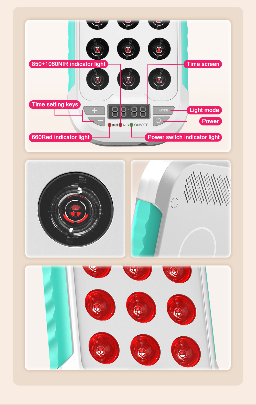 60W Handhold Mini Red Light Therapy Panel