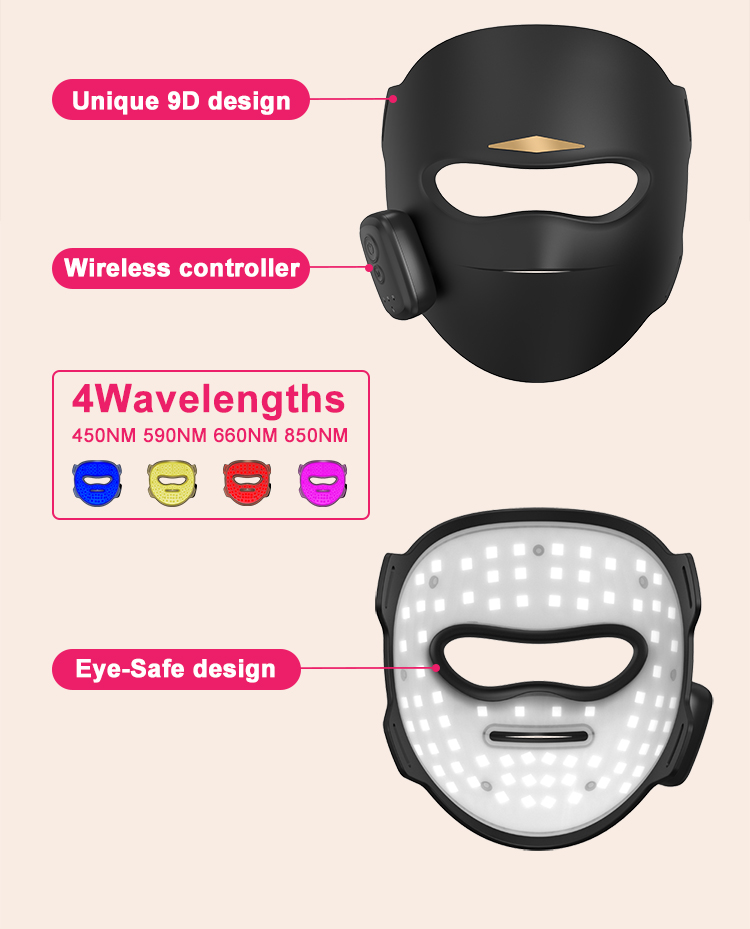 9D Multi-spectrum LED Face Mask – 4-in-1 Light Therapy for Home Use