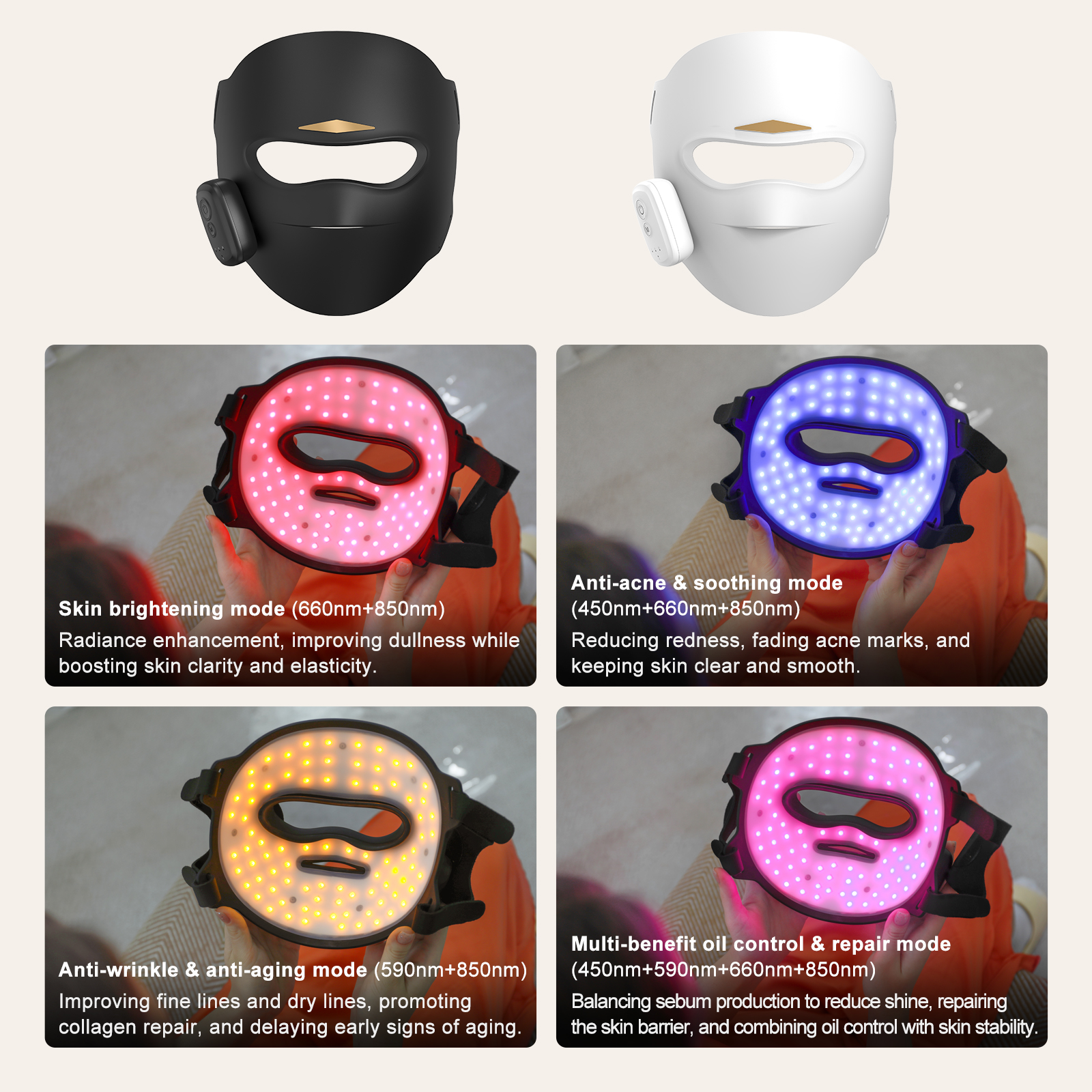 9D Multi-spectrum LED Face Mask – 4-in-1 Light Therapy for Home Use