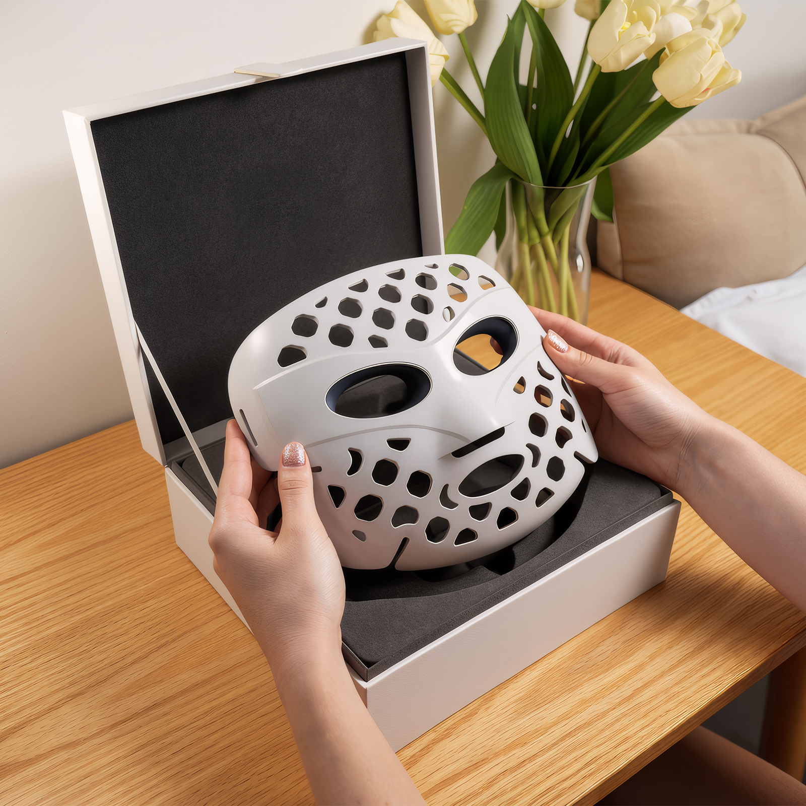 SM-W60-T / SM-W36-T – Super Light Hollow Red Light Mask with 4-in-1 LED & IP67 Waterproof